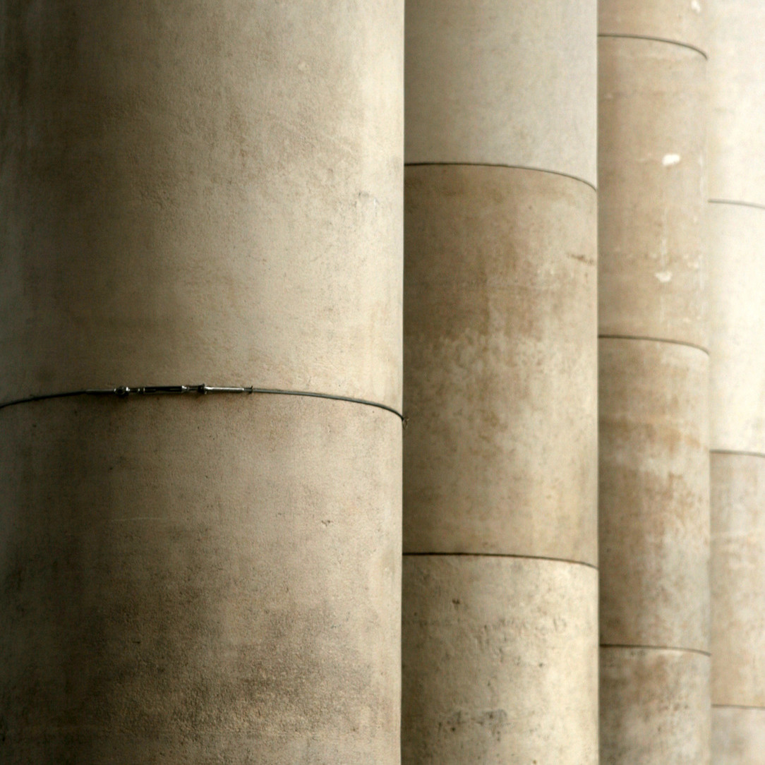 stone pillars at the palais de tokyo in paris, france